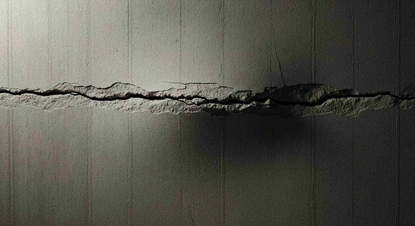 Bowing basement wall with horizontal crack from hydrostatic pressure
