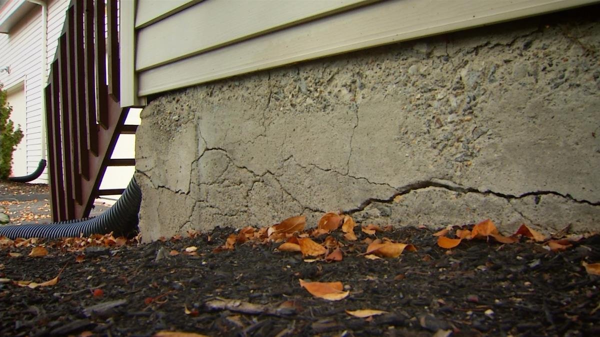Condo foundation showing severe crumbling concrete from pyrrhotite contamination