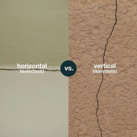 Foundation crack comparison showing vertical and horizontal crack patterns